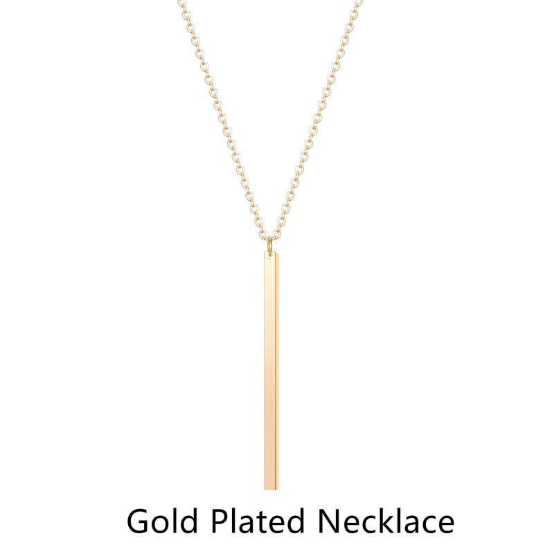 CULOVITY Simple Bar Pendant Necklace Long Lariat Chain for Women, 2.4" Pendant 35" Chain 1Pcs - Image 2